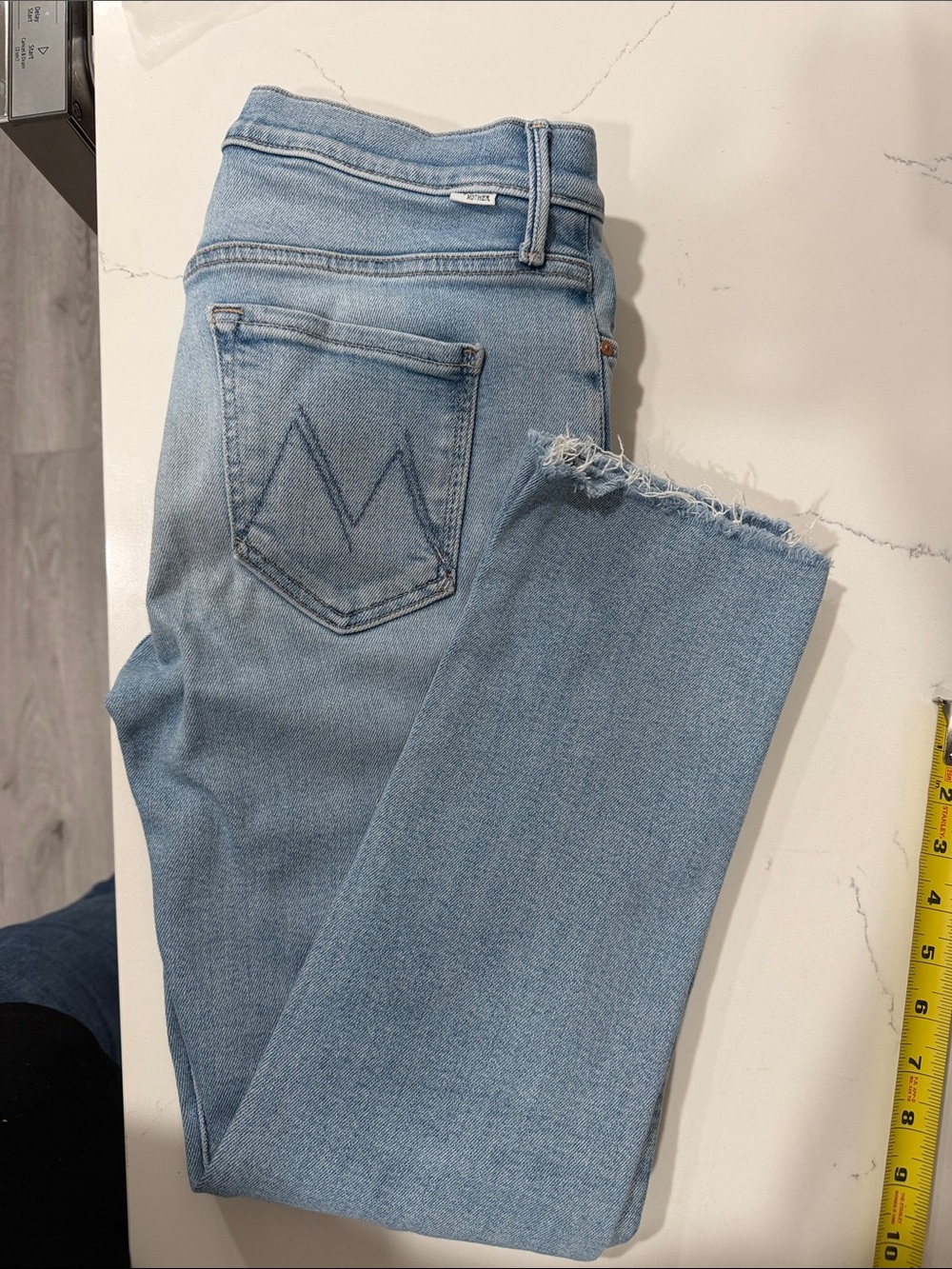 MOTHER Light Blue Ankle Crop Straight Jeans